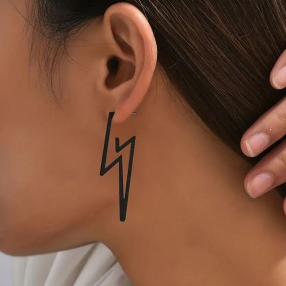 Jewelry - Black Lightning Bolt Earrings